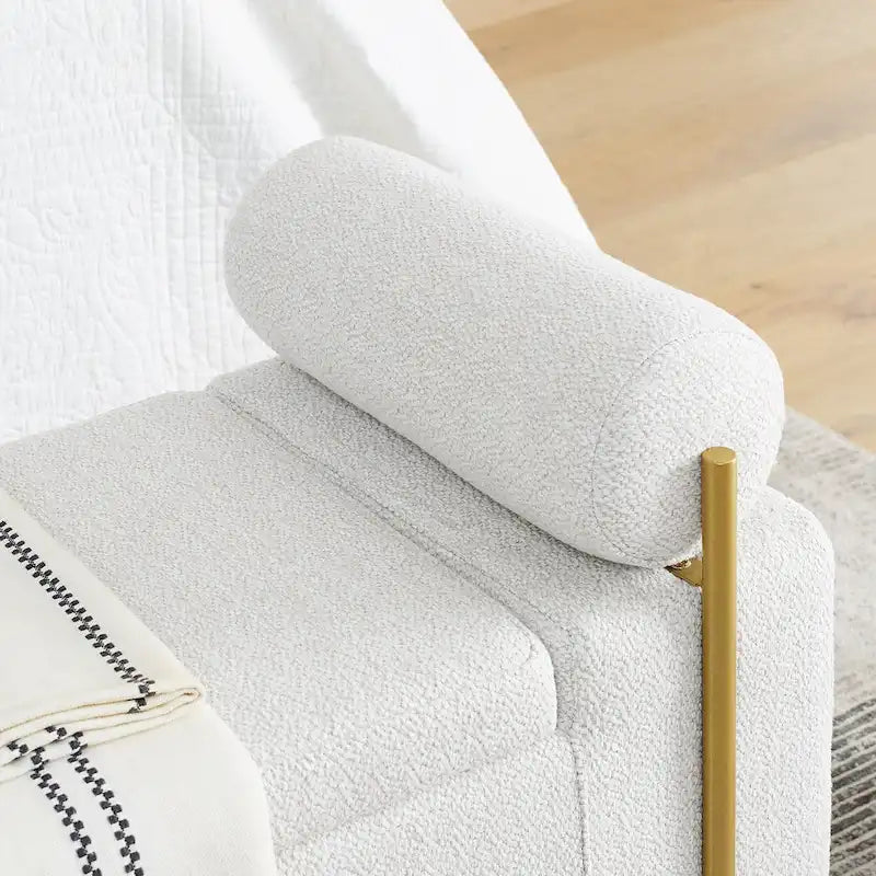 Panca contenitore in velluto beige/verde/bianco con gambe dorate – 1 posto
