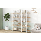 Libreria aperta a 5 ripiani, Rovere/Bianco, Stile industriale, Montaggio singolo
