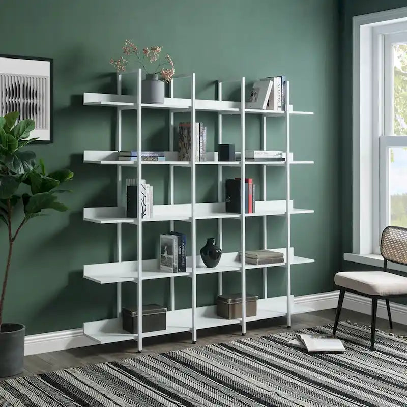 Libreria aperta a 5 ripiani, Rovere/Bianco, Stile industriale, Montaggio singolo