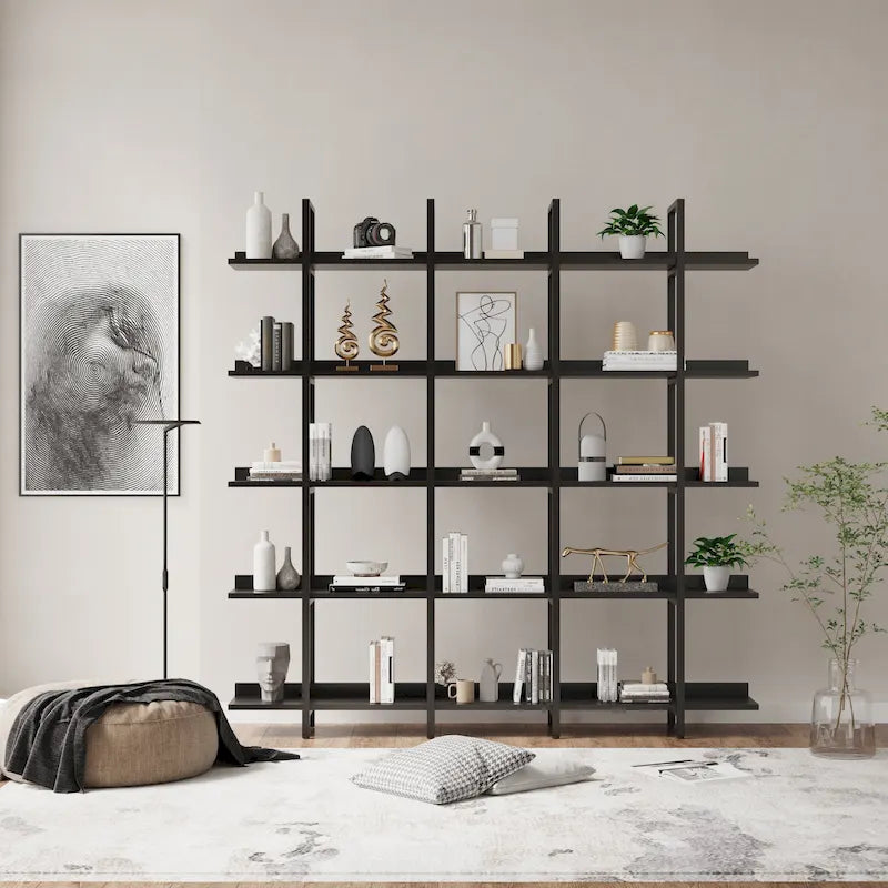 Libreria aperta a 5 ripiani, Rovere/Bianco, Stile industriale, Montaggio singolo