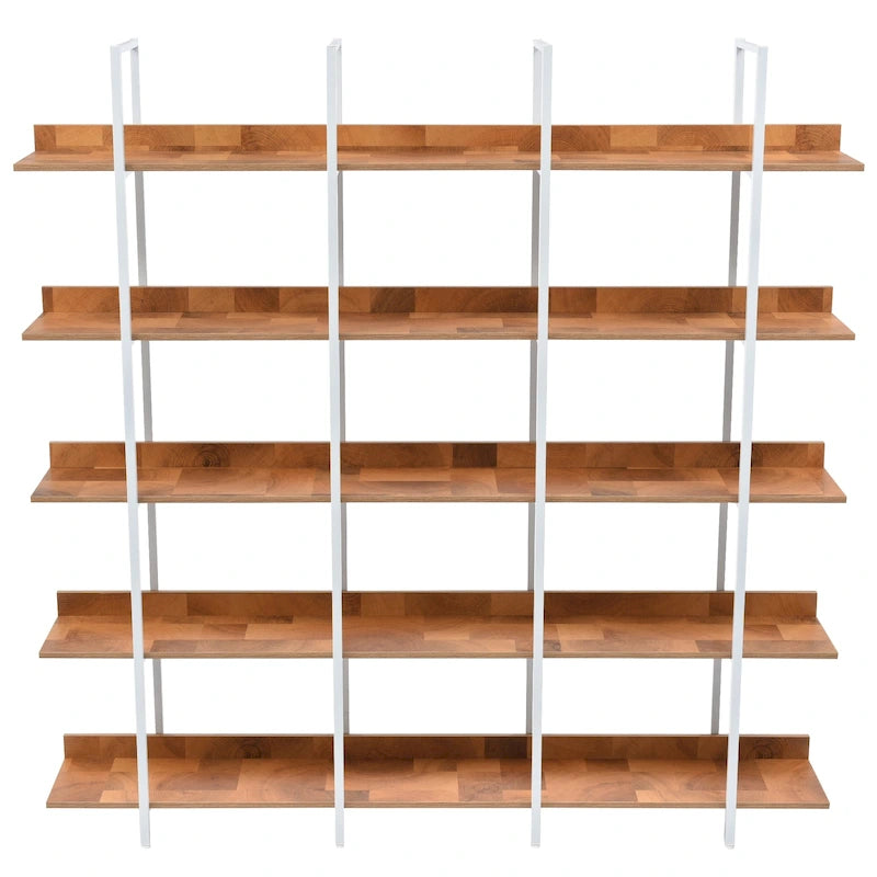 Libreria aperta a 5 ripiani, Rovere/Bianco, Stile industriale, Montaggio singolo