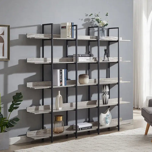 5 Tier Open Bookshelf, Vintage Industrial Style