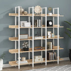 Libreria aperta a 5 ripiani, Rovere/Bianco, Stile industriale, Montaggio singolo