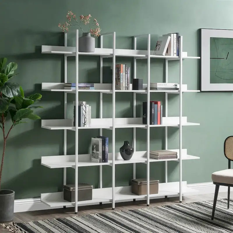 Libreria aperta a 5 ripiani, Rovere/Bianco, Stile industriale, Montaggio singolo
