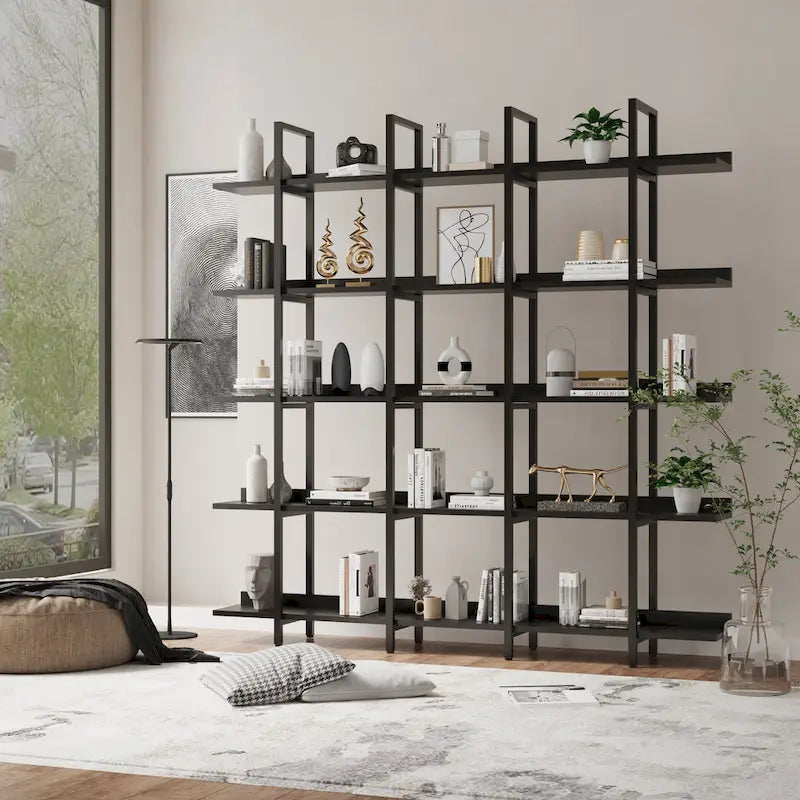 Libreria aperta a 5 ripiani, Rovere/Bianco, Stile industriale, Montaggio singolo