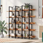 Libreria aperta a 5 ripiani, Rovere/Bianco, Stile industriale, Montaggio singolo