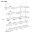 Libreria aperta a 5 ripiani, Rovere/Bianco, Stile industriale, Montaggio singolo