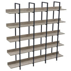 Libreria aperta a 5 ripiani, Rovere/Bianco, Stile industriale, Montaggio singolo
