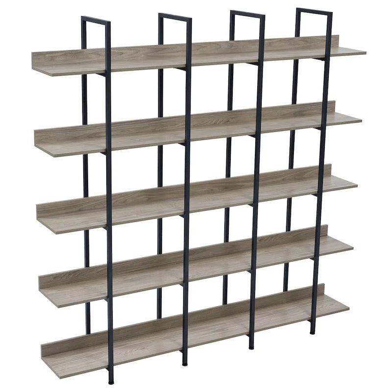 Libreria aperta a 5 ripiani, Rovere/Bianco, Stile industriale, Montaggio singolo