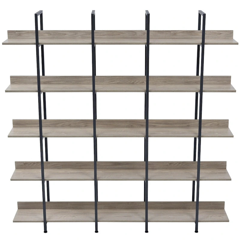 Libreria aperta a 5 ripiani, Rovere/Bianco, Stile industriale, Montaggio singolo
