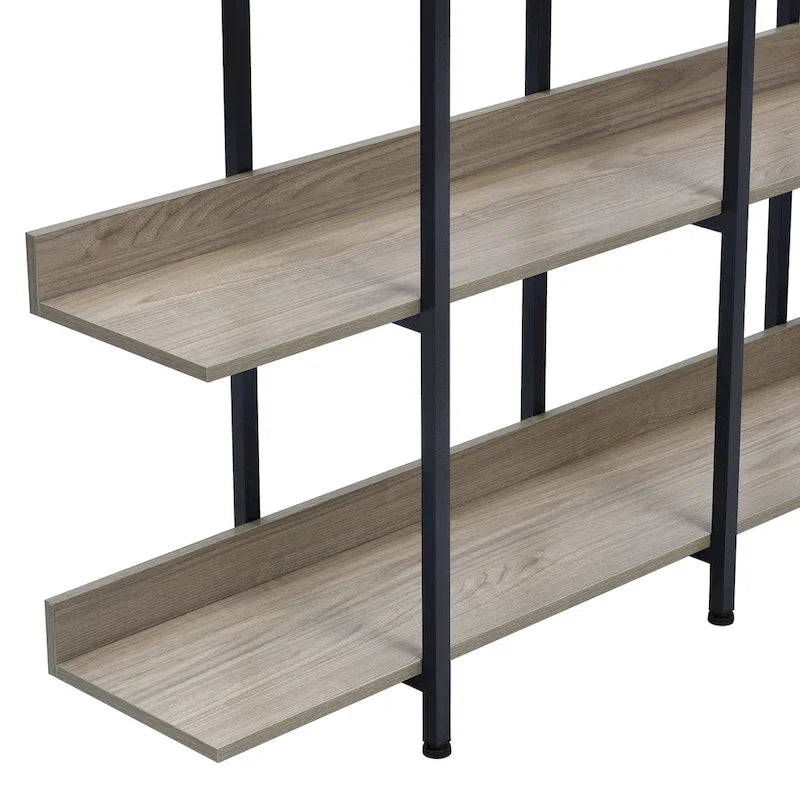 Libreria aperta a 5 ripiani, Rovere/Bianco, Stile industriale, Montaggio singolo