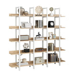 Libreria aperta a 5 ripiani, Rovere/Bianco, Stile industriale, Montaggio singolo