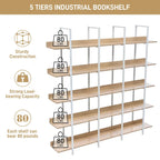Libreria aperta a 5 ripiani, Rovere/Bianco, Stile industriale, Montaggio singolo