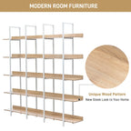 Libreria aperta a 5 ripiani, Rovere/Bianco, Stile industriale, Montaggio singolo
