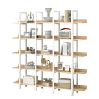 Libreria aperta a 5 ripiani, Rovere/Bianco, Stile industriale, Montaggio singolo
