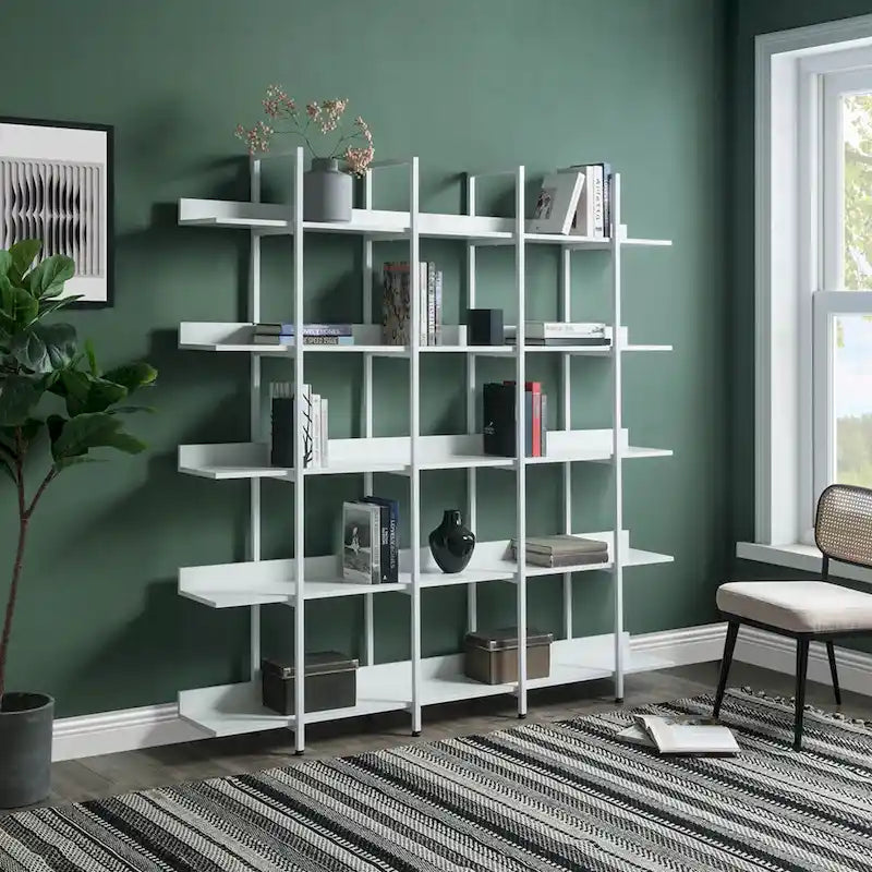 Libreria aperta a 5 ripiani, Rovere/Bianco, Stile industriale, Montaggio singolo