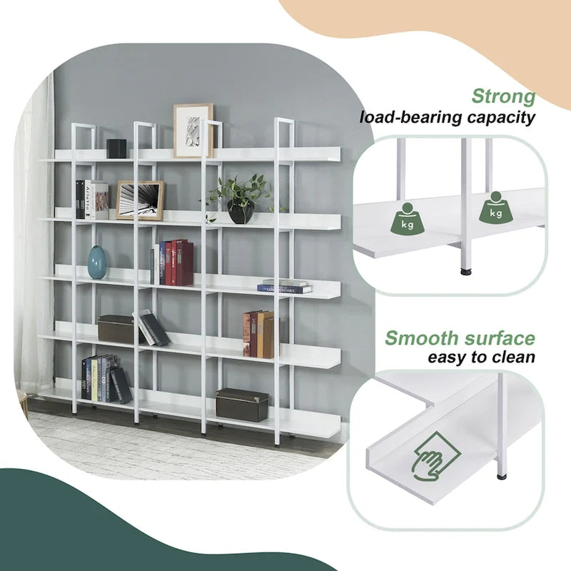 Libreria aperta a 5 ripiani, Rovere/Bianco, Stile industriale, Montaggio singolo