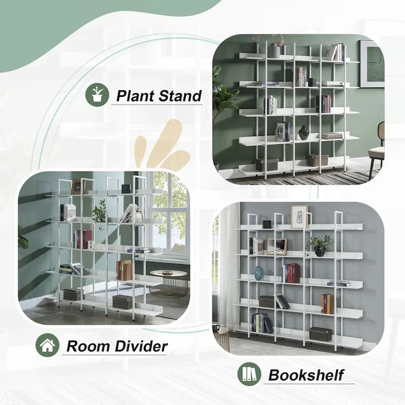 Libreria aperta a 5 ripiani, Rovere/Bianco, Stile industriale, Montaggio singolo