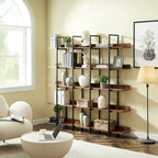Libreria aperta a 5 ripiani, Rovere/Bianco, Stile industriale, Montaggio singolo