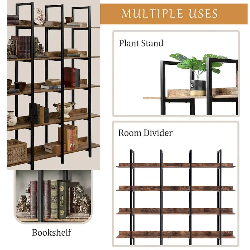 Libreria aperta a 5 ripiani, Rovere/Bianco, Stile industriale, Montaggio singolo
