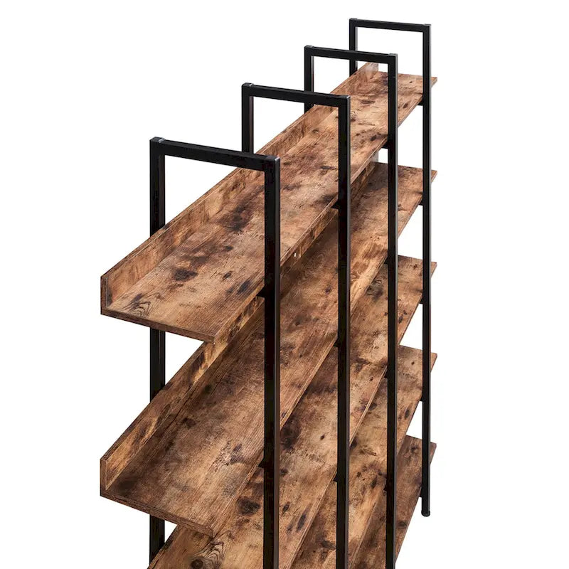 Libreria aperta a 5 ripiani, Rovere/Bianco, Stile industriale, Montaggio singolo