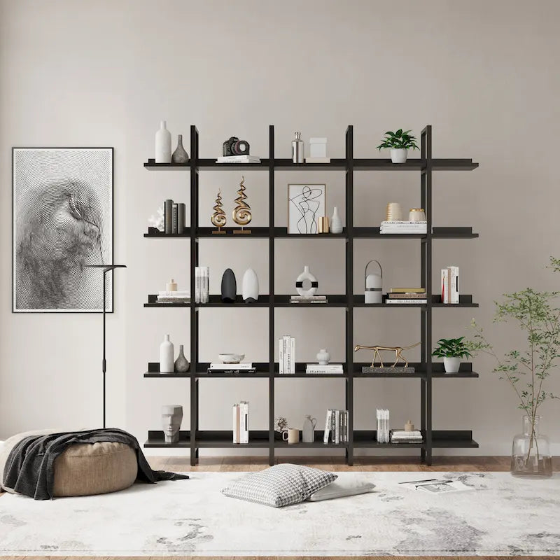 Libreria aperta a 5 ripiani, Rovere/Bianco, Stile industriale, Montaggio singolo