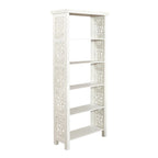 Libreria d'appoggio a 5 ripiani in legno di mango – Bianco / Nero / Grigio