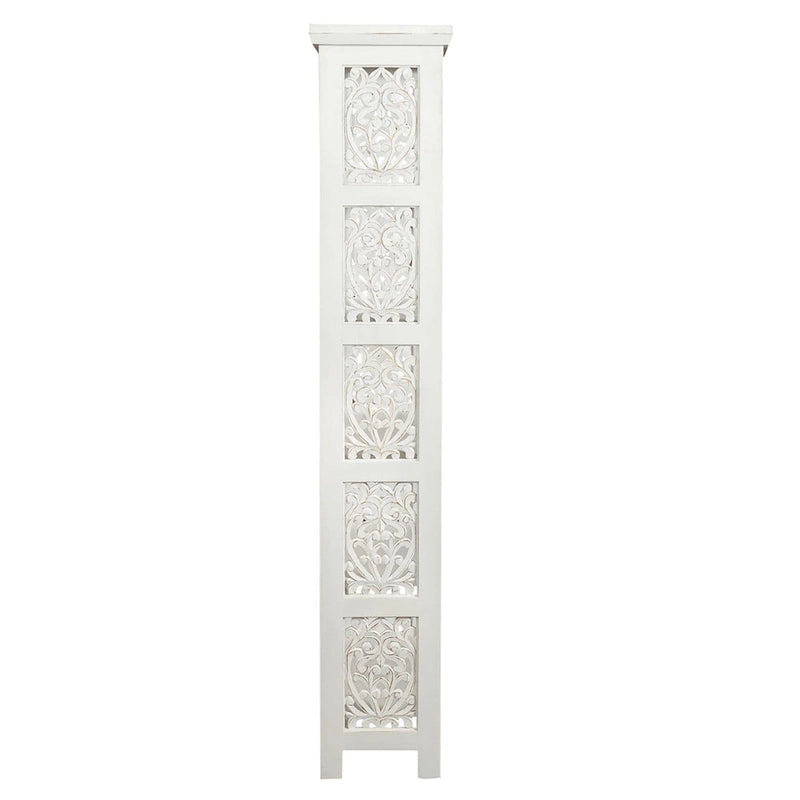 Libreria d'appoggio a 5 ripiani in legno di mango – Bianco / Nero / Grigio