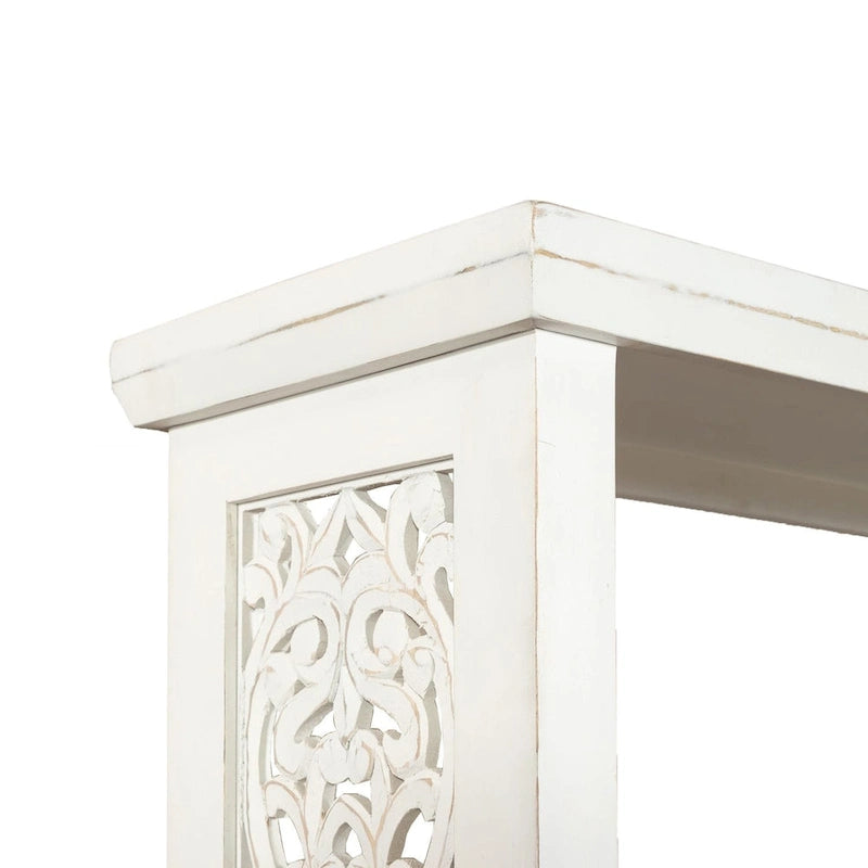 Libreria d'appoggio a 5 ripiani in legno di mango – Bianco / Nero / Grigio