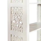 Libreria d'appoggio a 5 ripiani in legno di mango – Bianco / Nero / Grigio