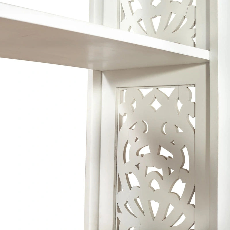 Libreria d'appoggio a 5 ripiani in legno di mango – Bianco / Nero / Grigio
