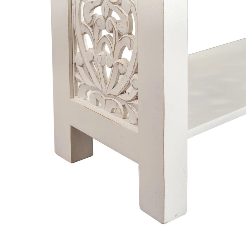 Libreria d'appoggio a 5 ripiani in legno di mango – Bianco / Nero / Grigio