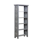 Libreria d'appoggio a 5 ripiani in legno di mango – Bianco / Nero / Grigio