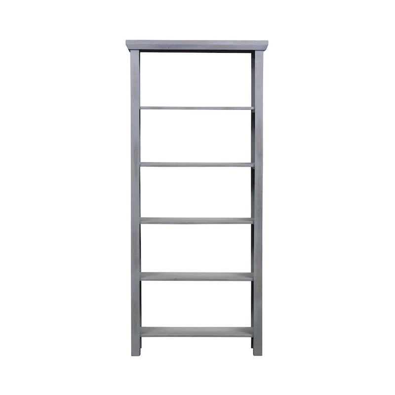 Libreria d'appoggio a 5 ripiani in legno di mango – Bianco / Nero / Grigio