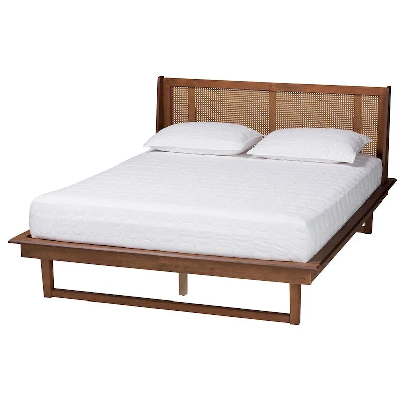 Testiera in Rattan Marrone Noce con Piattaforma, Queen/King, Per 2