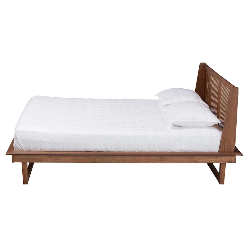 Testiera in Rattan Marrone Noce con Piattaforma, Queen/King, Per 2