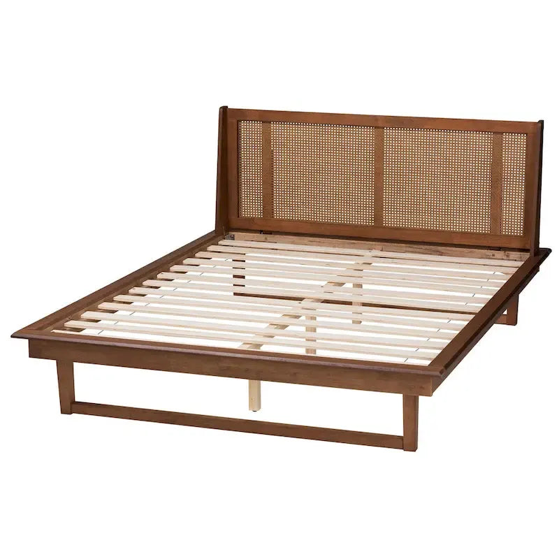 Testiera in Rattan Marrone Noce con Piattaforma, Queen/King, Per 2
