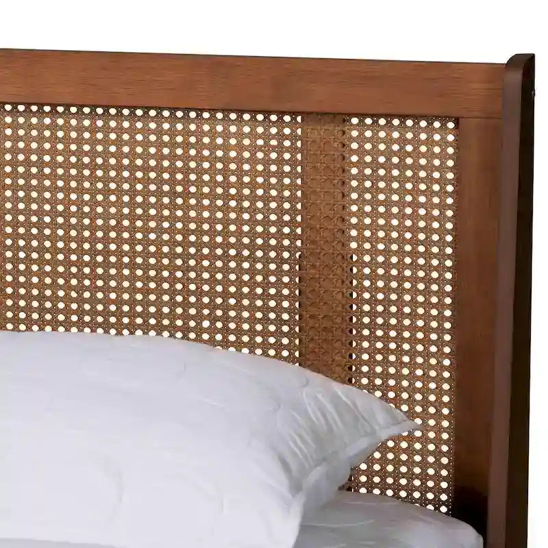 Testiera in Rattan Marrone Noce con Piattaforma, Queen/King, Per 2