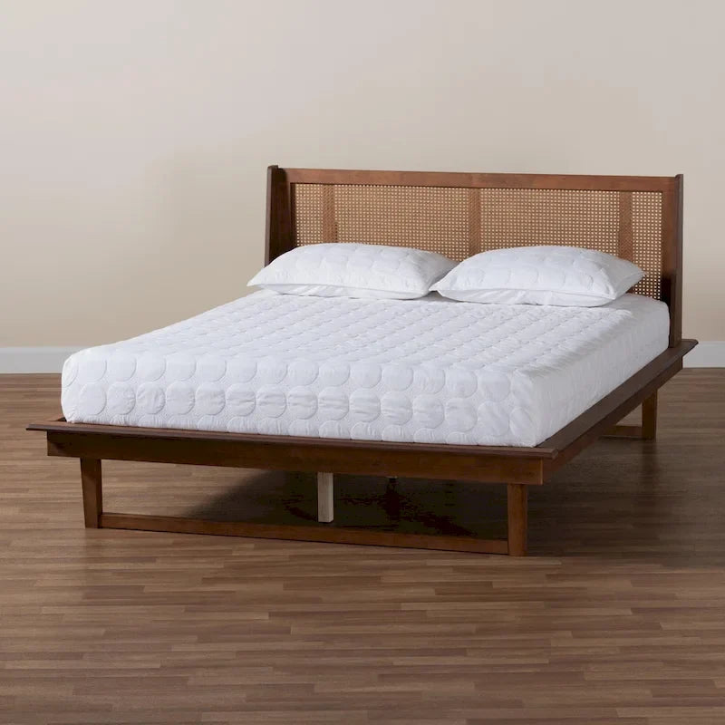 Testiera in Rattan Marrone Noce con Piattaforma, Queen/King, Per 2