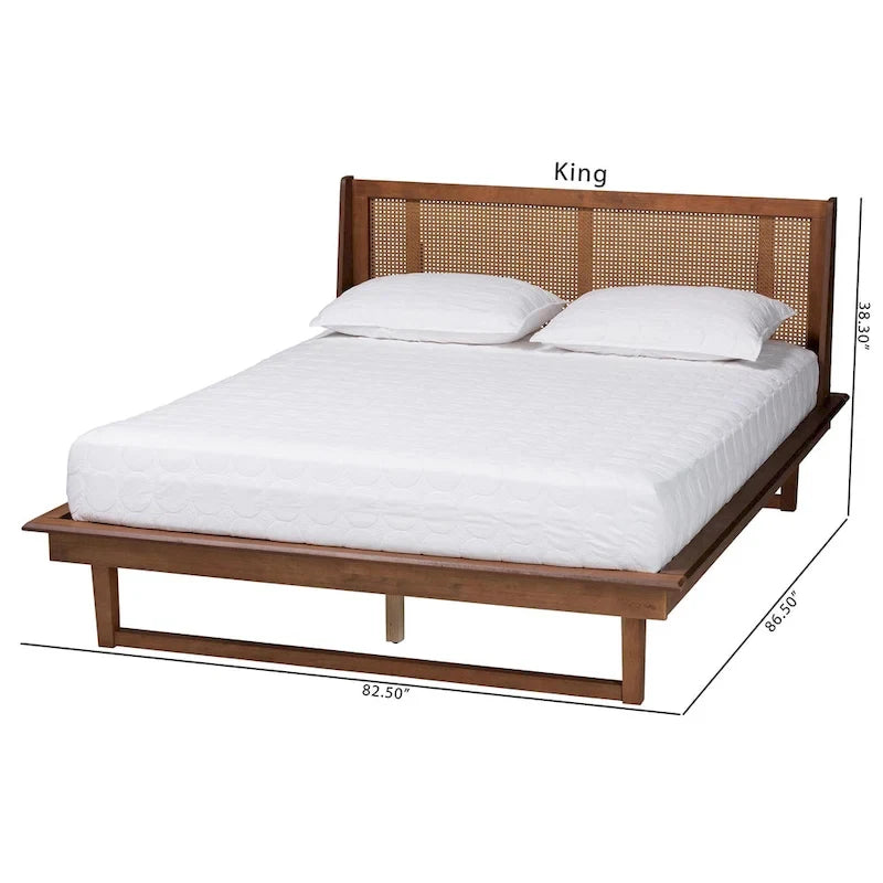 Testiera in Rattan Marrone Noce con Piattaforma, Queen/King, Per 2