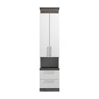Mobiletto salvaspazio stretto Bianco/Grigio Noce e Grigio Corteccia/Grafite con ante, cassetti e ripiano estraibile