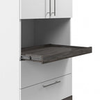 Mobiletto salvaspazio stretto Bianco/Grigio Noce e Grigio Corteccia/Grafite con ante, cassetti e ripiano estraibile
