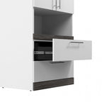 Mobiletto salvaspazio stretto Bianco/Grigio Noce e Grigio Corteccia/Grafite con ante, cassetti e ripiano estraibile