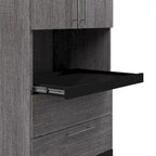 Mobiletto salvaspazio stretto Bianco/Grigio Noce e Grigio Corteccia/Grafite con ante, cassetti e ripiano estraibile