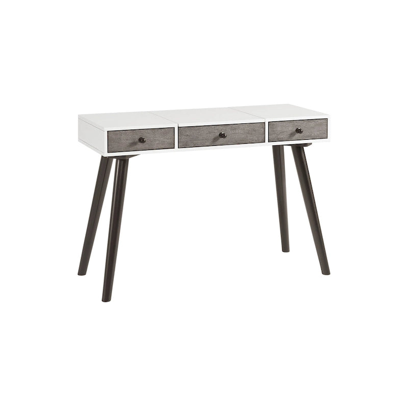 Cassettiera da trucco a 2 cassetti con specchio, colore cannella/bianco/grigio/nero, stile metà secolo, singolo