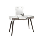 Cassettiera da trucco a 2 cassetti con specchio, colore cannella/bianco/grigio/nero, stile metà secolo, singolo