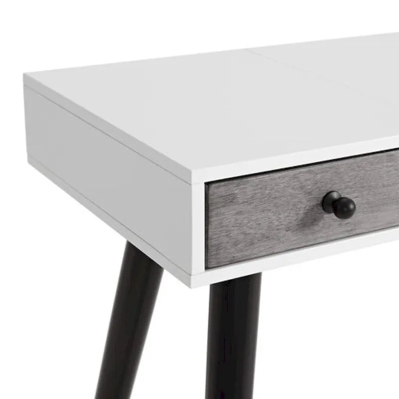 Cassettiera da trucco a 2 cassetti con specchio, colore cannella/bianco/grigio/nero, stile metà secolo, singolo
