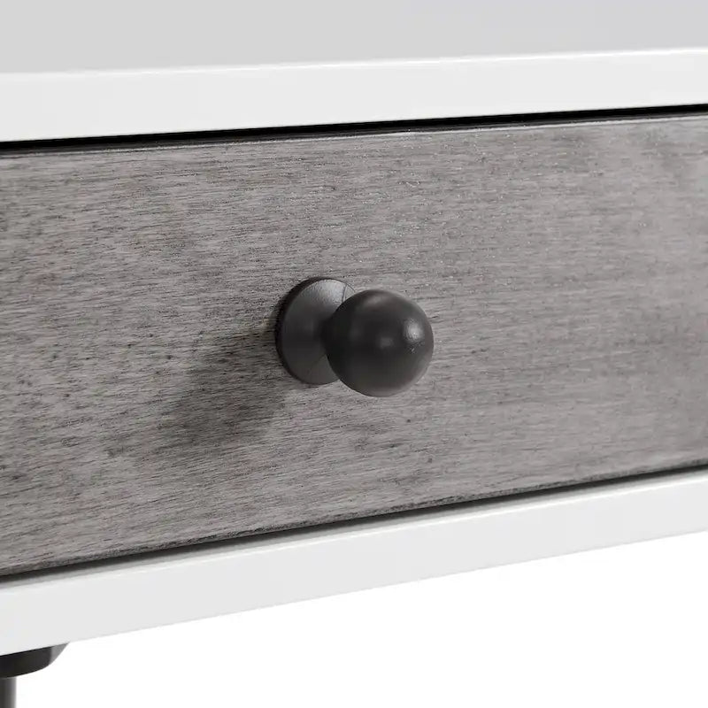 Cassettiera da trucco a 2 cassetti con specchio, colore cannella/bianco/grigio/nero, stile metà secolo, singolo