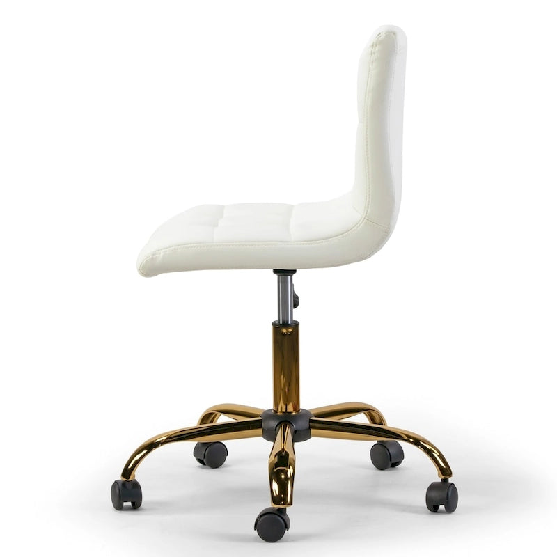 Sedia da ufficio girevole Off-White senza braccioli, similpelle, 1 posto