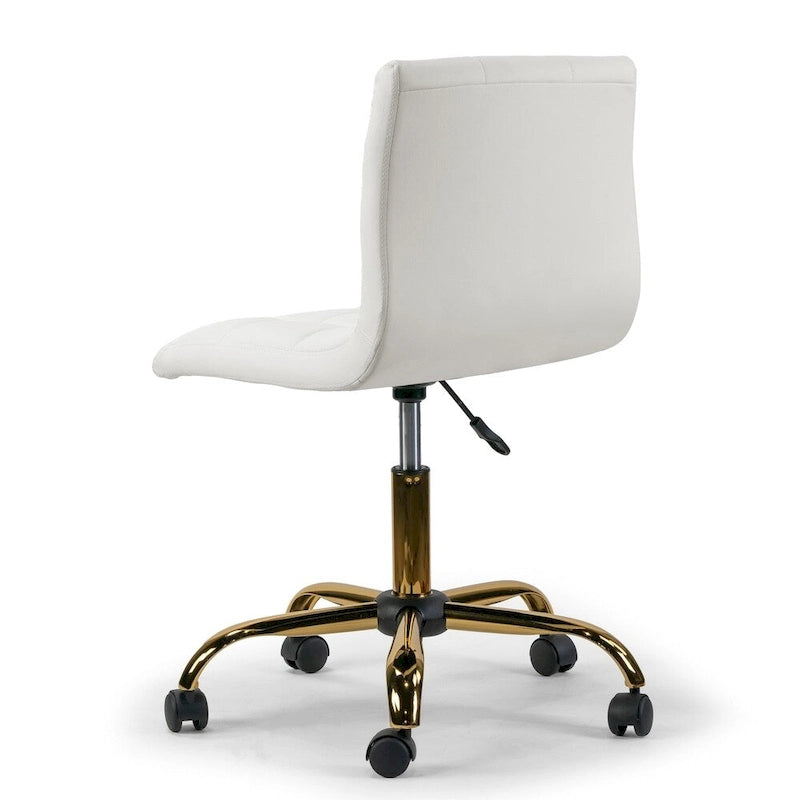 Sedia da ufficio girevole Off-White senza braccioli, similpelle, 1 posto